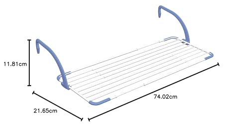 Vileda Brezza Extend Stendibiancheria Estensibile In Acciaio E Resina, Da Balcone, Spazio Stenditura 20 mt, 188 x 55 x 30 cm