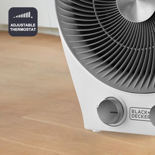 BLACK+DECKER BXSH2000E - Termoventilatore 2000W | 2 Livelli di Riscaldamento + Ventilatore | IP21 per Bagno | Termostato Regolabile | Anti-Surriscaldamento & Anti-Ribaltamento | Compatto con Maniglia