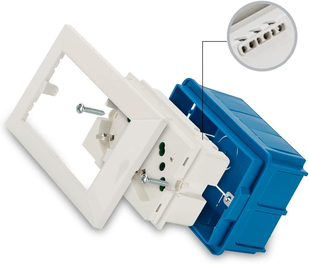 FANTON 42100 - Multipresa universale da incasso OPERA/PLAdoppia presa bipasso italo/tedesca 2P+T 16Aprecablata per scatola a 3 moduli