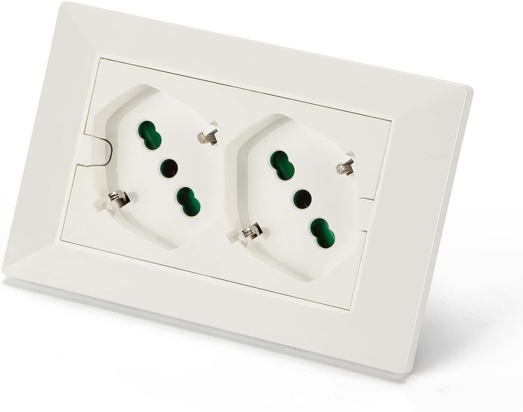 FANTON 42100 - Multipresa universale da incasso OPERA/PLAdoppia presa bipasso italo/tedesca 2P+T 16Aprecablata per scatola a 3 moduli