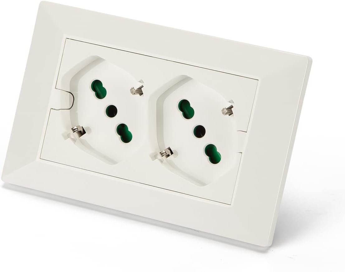 FANTON 42100 - Multipresa universale da incasso OPERA/PLAdoppia presa bipasso italo/tedesca 2P+T 16Aprecablata per scatola a 3 moduli