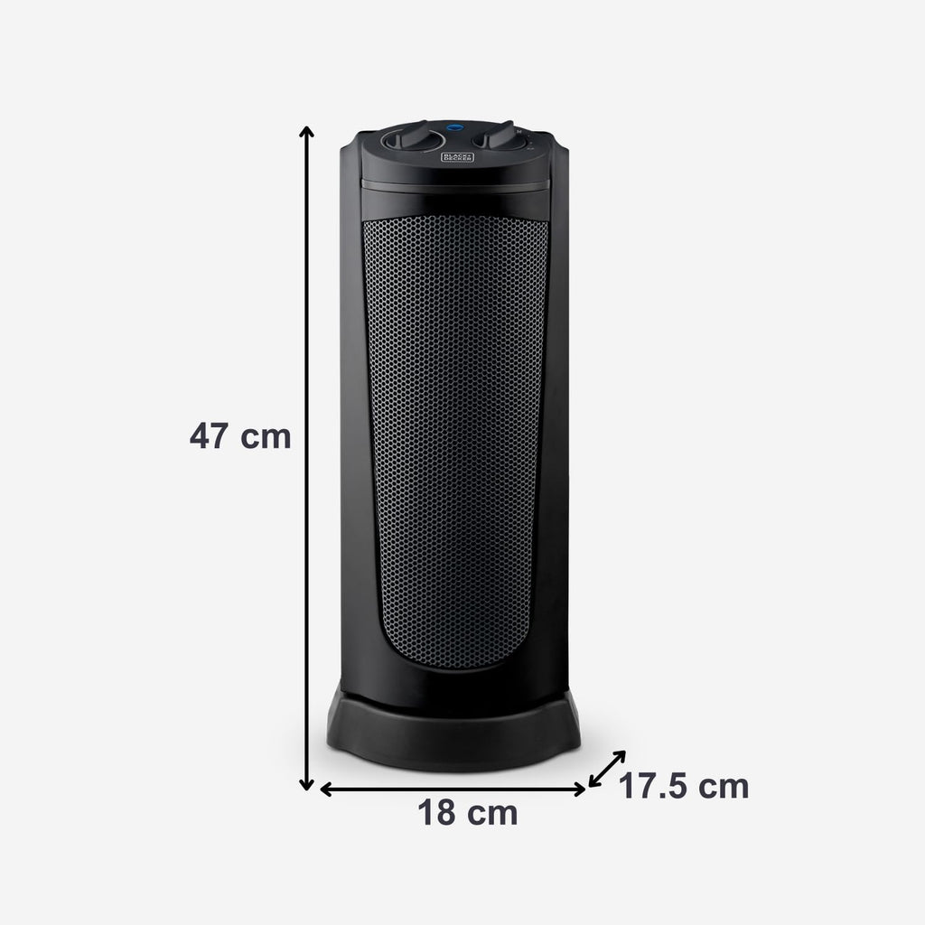 BLACK+DECKER BXSH2000E - Termoventilatore 2000W | 2 Livelli di Riscaldamento + Ventilatore | IP21 per Bagno | Termostato Regolabile | Anti-Surriscaldamento & Anti-Ribaltamento | Compatto con Maniglia