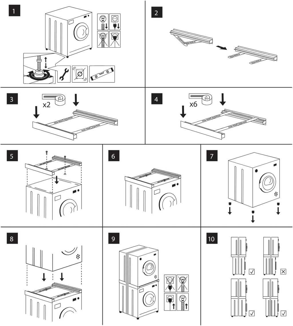 Superior Electronics Tower Slim – Kit di Sovrapposizione Lavatrice Asciugatrice - Supporto Universale Salvaspazio - Facile Installazione - SUPSLW002