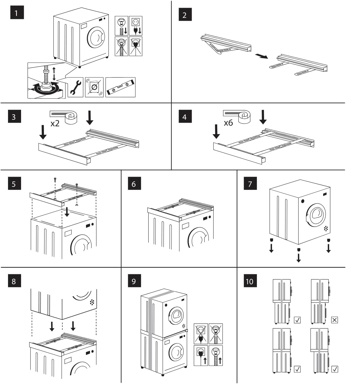 Superior Electronics Tower Slim – Kit di Sovrapposizione Lavatrice Asciugatrice - Supporto Universale Salvaspazio - Facile Installazione - SUPSLW002