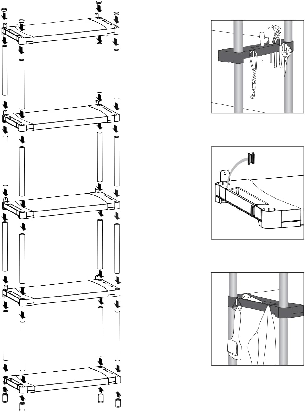 Mongardi 7123C04 Scaffale 4 Ripiani, 80 cm, Grigio