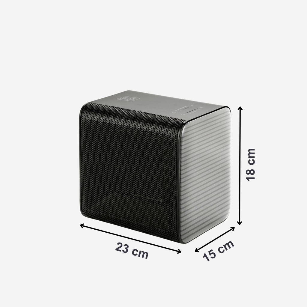 BLACK+DECKER BXSH2000E - Termoventilatore 2000W | 2 Livelli di Riscaldamento + Ventilatore | IP21 per Bagno | Termostato Regolabile | Anti-Surriscaldamento & Anti-Ribaltamento | Compatto con Maniglia