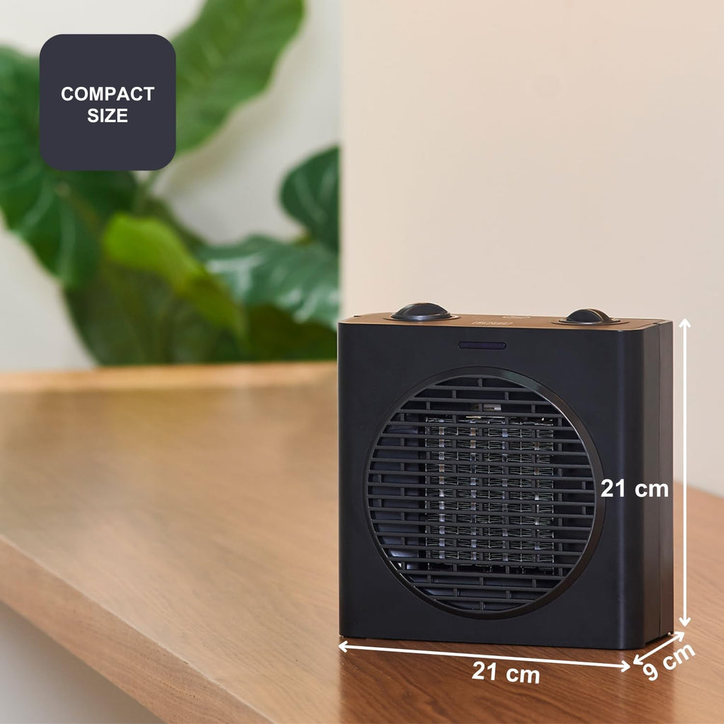 BLACK+DECKER BXSH2000E - Termoventilatore 2000W | 2 Livelli di Riscaldamento + Ventilatore | IP21 per Bagno | Termostato Regolabile | Anti-Surriscaldamento & Anti-Ribaltamento | Compatto con Maniglia