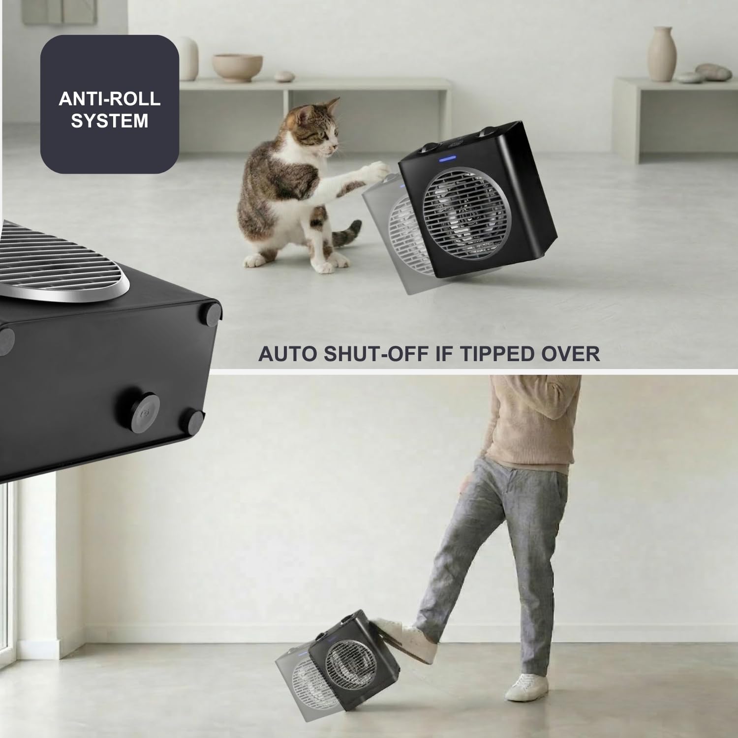BLACK+DECKER BXSH2000E - Termoventilatore 2000W | 2 Livelli di Riscaldamento + Ventilatore | IP21 per Bagno | Termostato Regolabile | Anti-Surriscaldamento & Anti-Ribaltamento | Compatto con Maniglia