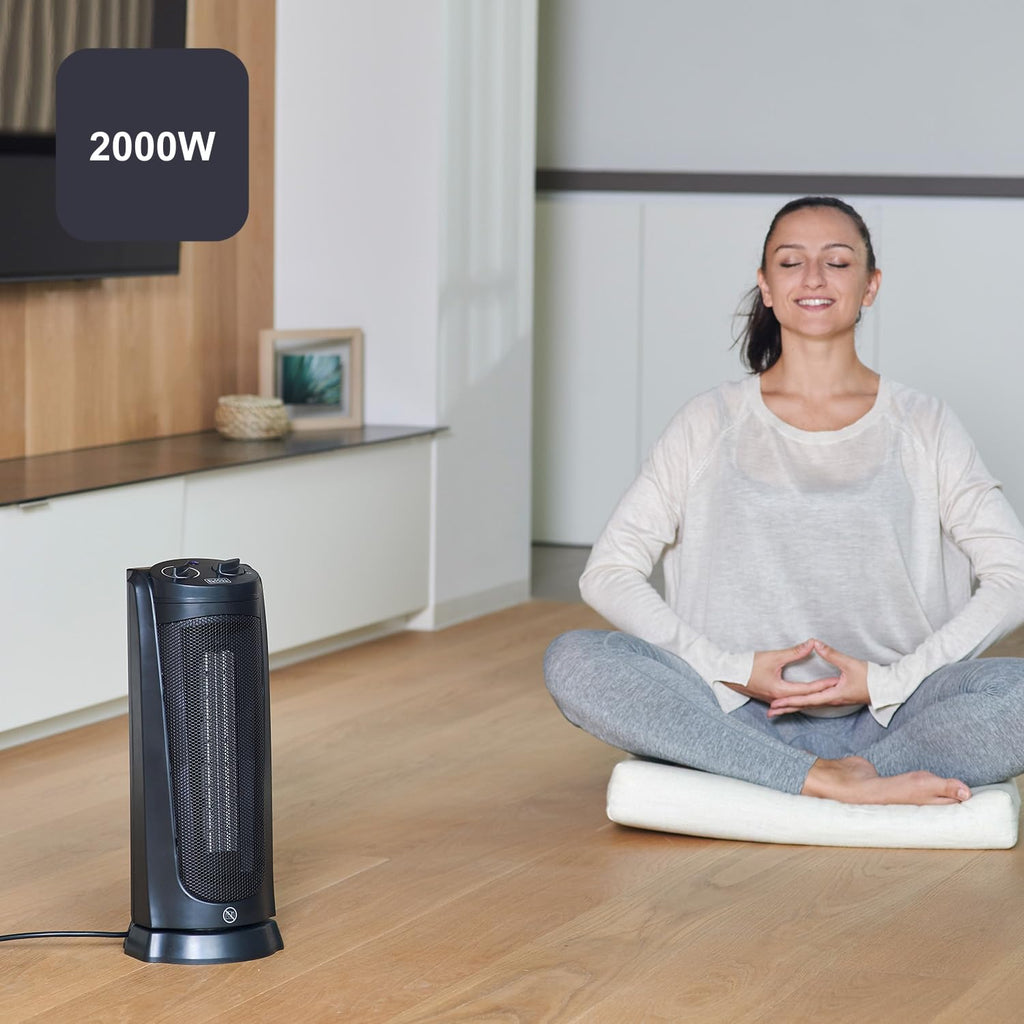 BLACK+DECKER BXSH2000E - Termoventilatore 2000W | 2 Livelli di Riscaldamento + Ventilatore | IP21 per Bagno | Termostato Regolabile | Anti-Surriscaldamento & Anti-Ribaltamento | Compatto con Maniglia