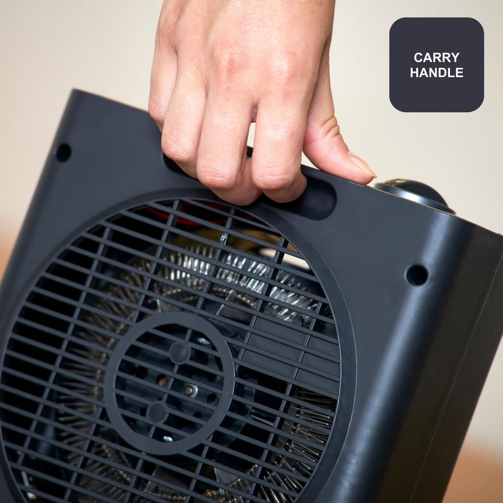 BLACK+DECKER BXSH2000E - Termoventilatore 2000W | 2 Livelli di Riscaldamento + Ventilatore | IP21 per Bagno | Termostato Regolabile | Anti-Surriscaldamento & Anti-Ribaltamento | Compatto con Maniglia