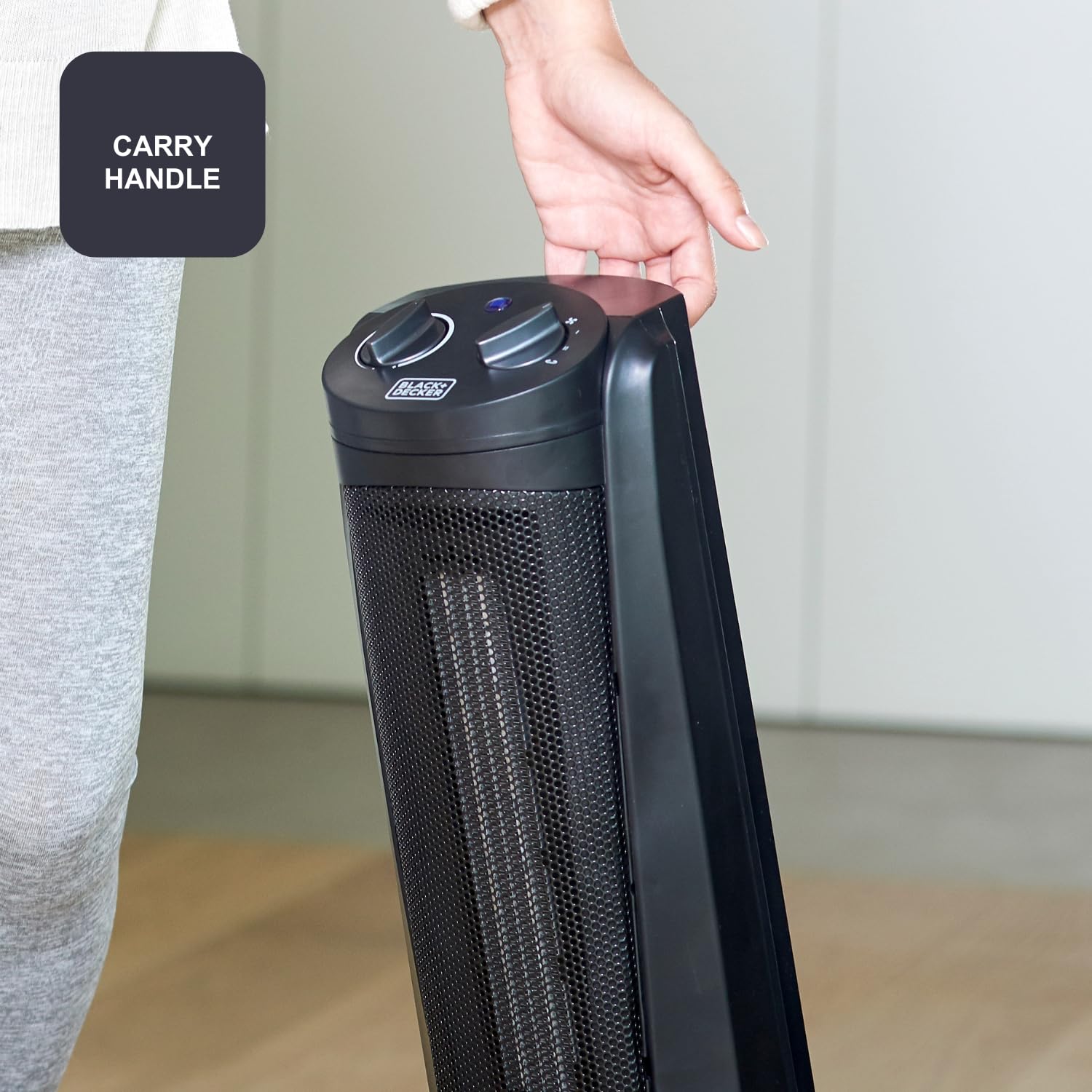 BLACK+DECKER BXSH2000E - Termoventilatore 2000W | 2 Livelli di Riscaldamento + Ventilatore | IP21 per Bagno | Termostato Regolabile | Anti-Surriscaldamento & Anti-Ribaltamento | Compatto con Maniglia
