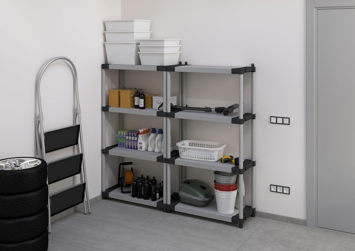 Mongardi 7123C04 Scaffale 4 Ripiani, 80 cm, Grigio