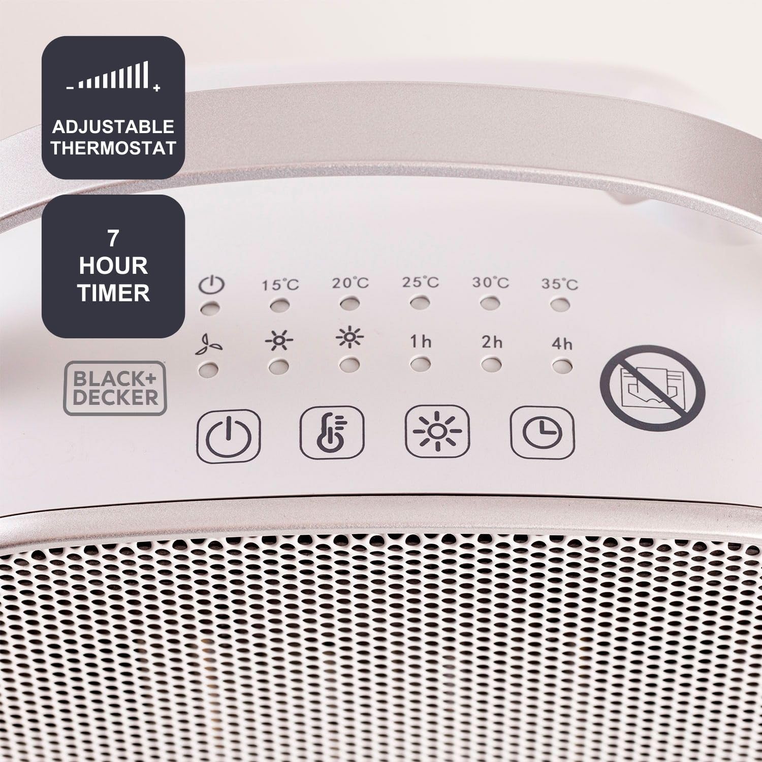 BLACK+DECKER BXSH2000E - Termoventilatore 2000W | 2 Livelli di Riscaldamento + Ventilatore | IP21 per Bagno | Termostato Regolabile | Anti-Surriscaldamento & Anti-Ribaltamento | Compatto con Maniglia