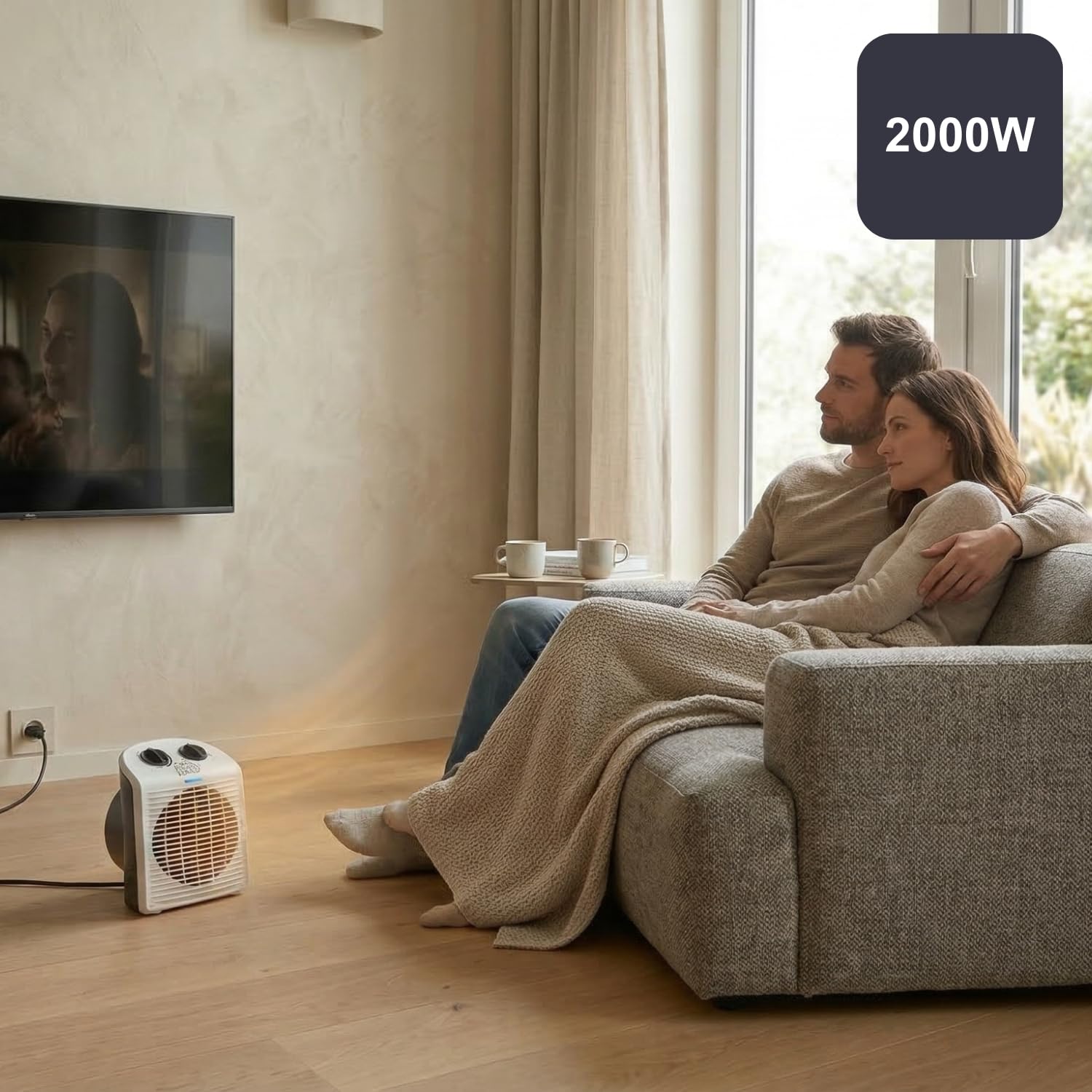 BLACK+DECKER BXSH2000E - Termoventilatore 2000W | 2 Livelli di Riscaldamento + Ventilatore | IP21 per Bagno | Termostato Regolabile | Anti-Surriscaldamento & Anti-Ribaltamento | Compatto con Maniglia