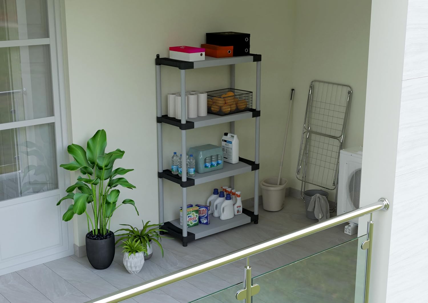 Mongardi 7123C04 Scaffale 4 Ripiani, 80 cm, Grigio