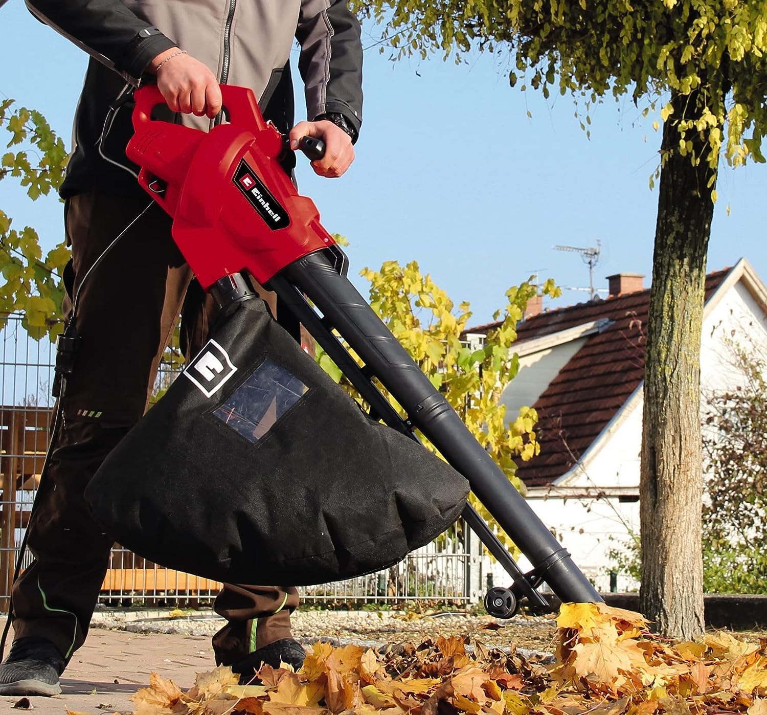 Einhell Aspiratore Elettrico GC-EL 3024 E, Aspirazione/Soffiaggio, Tubo Asp. Ø 75 mm, Potenza Asp. 650 m³/h, Trinciatura, Rapporto Triturazione 10:1, Vel. Soffiagg. 240 km/h, Sacco di Raccolta 40 L