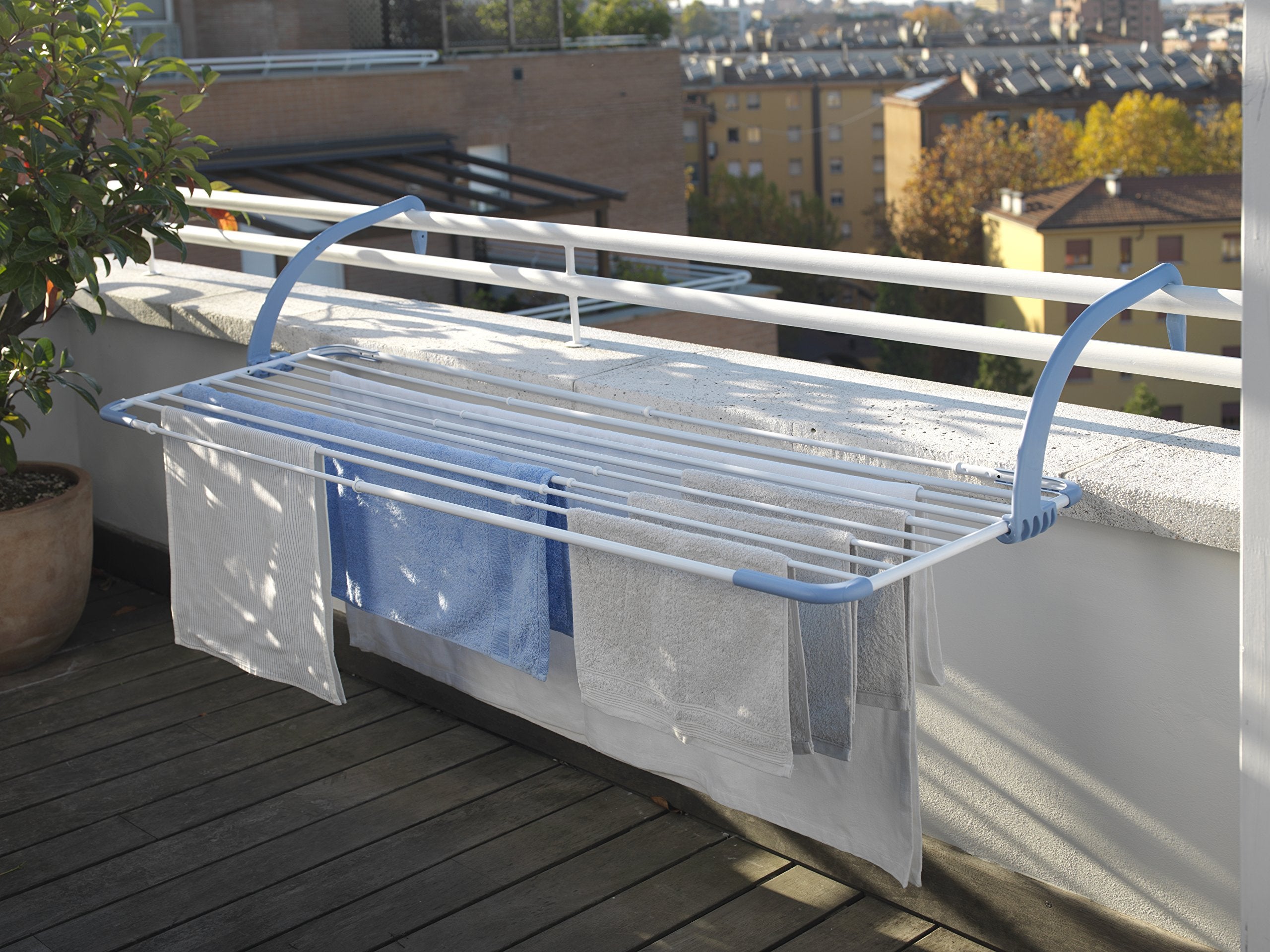 Vileda Brezza Extend Stendibiancheria Estensibile In Acciaio E Resina, Da Balcone, Spazio Stenditura 20 mt, 188 x 55 x 30 cm